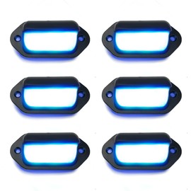Dream lighting 12V LED Courtey Lights for RV Trailer Boat LED License Plate Lights Stair Deck Light 2.6inch Black Shell Blue Lighting, Pack of 6