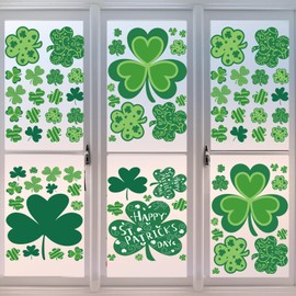 109 Pcs Reusable St. Patrick’s Day Window Clings, Shamrock Stickers for St Patricks Day Decorations,Spring Window Clings for Home, Classroom, Office