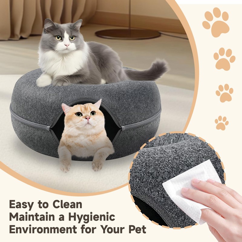 iCAGY Large Cat Tunnel Bed Toys for Indoor Cats (Light