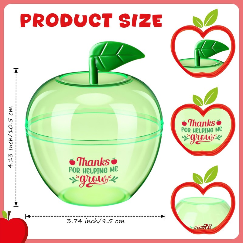 Mimorou 24 Pack Back to School Gifts Plastic Apple Containers,Classic,Green