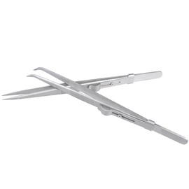 Yakamoz Professional Diamond Tweezers, 2Pcs Stainless Steel Straight and Curved Pointed Tip Slide Locking Tweezers for Gem, Jewelry, Craft Industrial