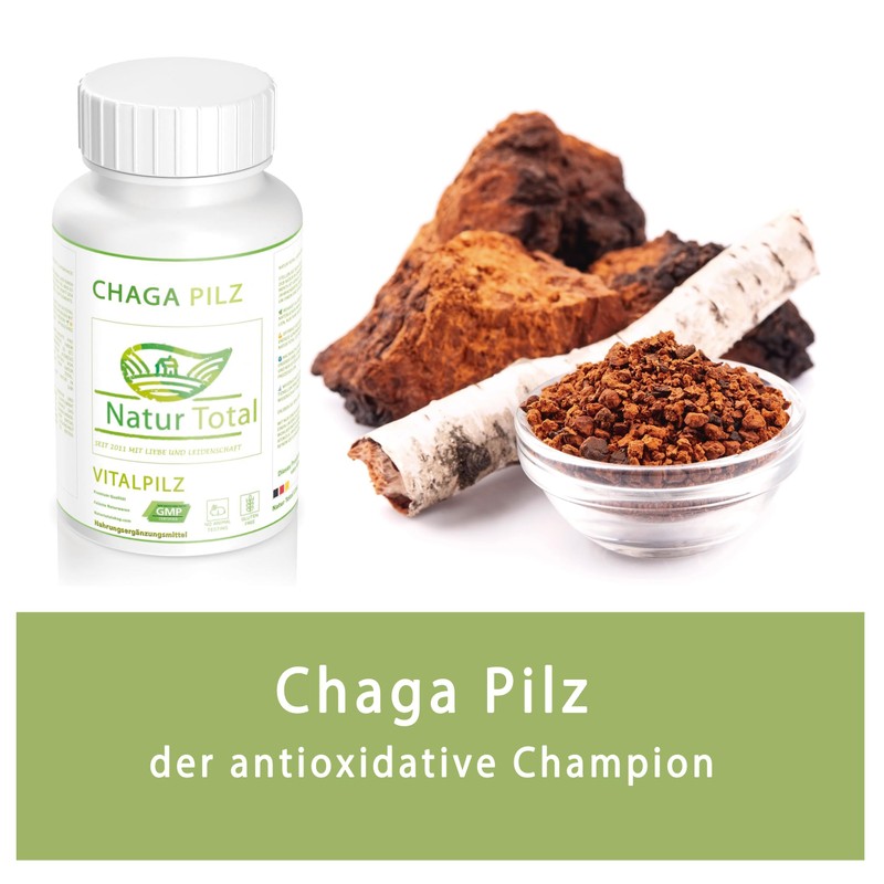 Natur Total 120 Capsules Chaga Mushroom Vital Mushroom (Inonotus Obliquus)