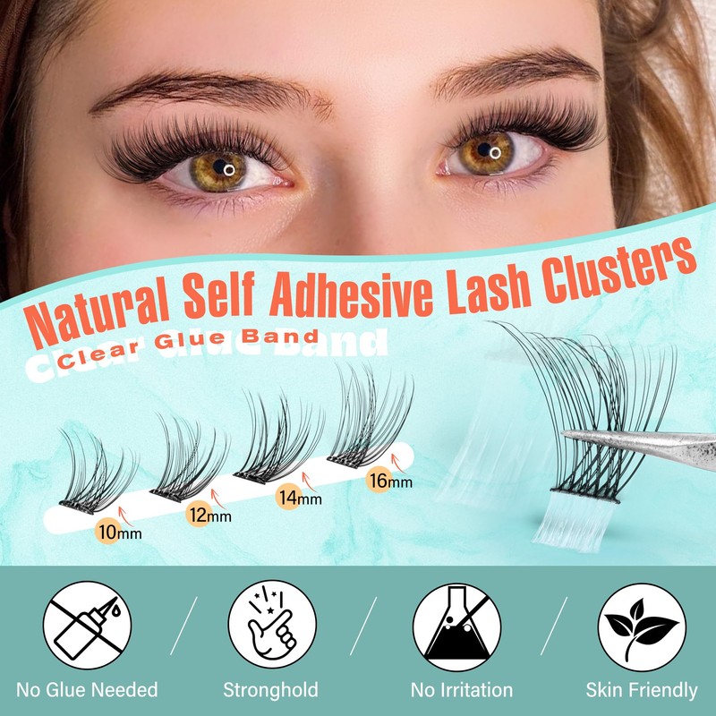Zegaine Self Adhesive Eyelashes Natural Self Adhesive Lash Clusters Wispy