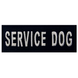 Service Dog Vests/Harnesses Emblem Embroidered Fastener Hook & Loop Patch, 4 X 1.5 Inch