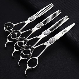 440C 전문가용 이발 가위 산 강철 CNC 스타일리스트 헤어컷 세트 미용 커팅 도구 [06 6 inch thin 20-30] 440C Professional Hair Cutting Scissors Mountain Steel CNC Stylist Haircut Set Beauty Cutting Tools [06 6 inch thin 20-30]