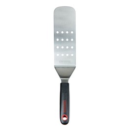Chef Master 90285 High Heat Perforated Flexible Turner Spatula, 7.6" x 2.87" Blade | Heat Resistant Handle | Slip Resistant Grip | Dishwasher Safe