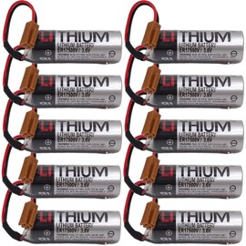 LITKEQ (Pack of 10) ER17500V 3.6V PLC Battery Compatible with Toshiba ER17500V Digital Control Battery with Brown Plug