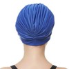 Polyester Latex Lined Pleated Women’s Swim Bathing Turban - Navy