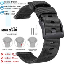 Uhrenarmbänder Kompatibel Garmin Instinct/Instinct 2 Solar/Instinct 3 45mm Armband, Instinct E 45mm Nylon Sport Ersatzarmband für Herren und Damen für Garmin Instinct Tactical/Esports/Solar/Tide