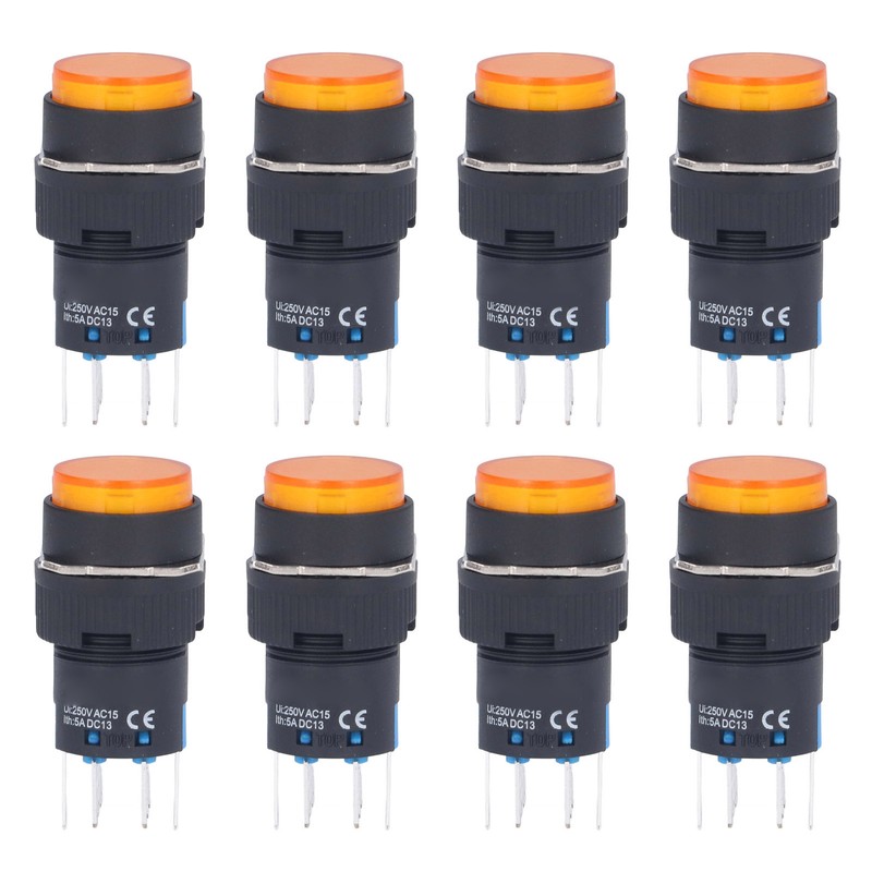 25Pcs Momentary Push Button Switch Self Locking 8 Pin Round