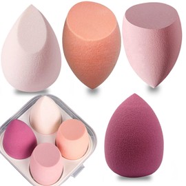Uandhome Makeup Sponge Blender Set 4 Pack, Blender Beauty Foundation Blending Sponge with Case, Professional Beauty Makeup Set for Cream, Powder and Liquid