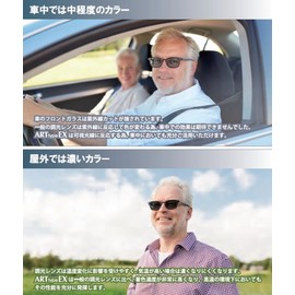 [KKD] 車内でも色が変わる 可視光調光 サングラス おしゃれ スクエア ユニセックス 軽量 TR90 UV ブルーライトカット 2872 (可視光調光グレー、マットブラック)