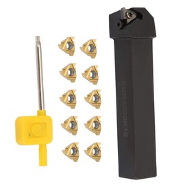 Lathe Tool Holder Boring Bars & Inserts Kit, Metric 20mm x20mm Square Shank SER2020K16 CNC Boring Bar + 10 Pcs 16ER Indexable Carbide Blade w/T-15 Wrench, Right-Hand