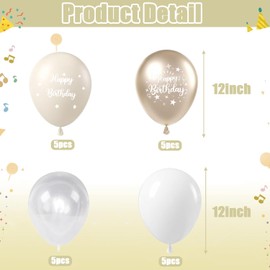Jwssor Sand White Balloons,20pcs Birthday Balloons,12inch White Balloons,Clear Birthday Balloons for Birthday Party Baby Shower