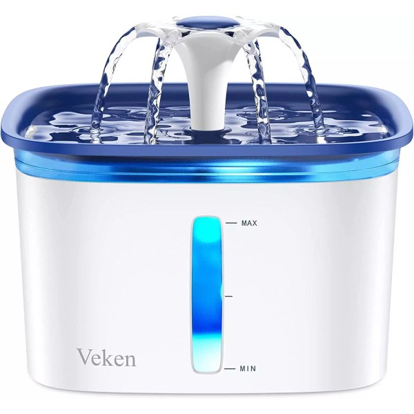 Veken Pet Fountain LED Automatic Cat Water Fountain Dispenser Smart