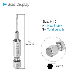 CoCud Magnetic Hexagon Bits H1.5 Head 1/4 Inch Hex Shank 2 Inch Length S2 Steel 5 Points Tamper Proof Hex Screwdriver Bits - (Use: for Electric Screwdriver) Pack of 5