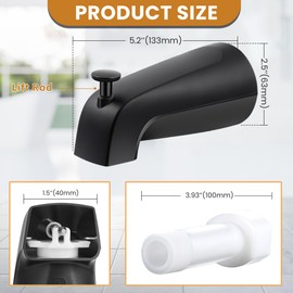 Dreyoo Tub Spout (Universal Fits 1/2" Copper Pipe, 1/2" IPS and 3/4" IPS), Bathroom Bathtub Faucet with Adapters and Hex Wrench(Matte Black,Simple)