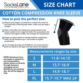 SocksLane - Rodillera de compresión de algodón para mujer y hombre,manga de apoyo para correr, artritis, alivio del dolor en las articulaciones, recuperación de lesiones ACL MCL, suave y cómoda.