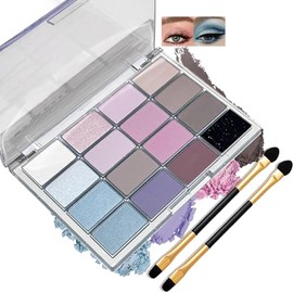 16-Color Eyeshadow Palette for Women – Long-Lasting, Highly Pigmented Matte & Shimmer Shades, Waterproof & Blendable Pink, Nude, and Blue Eye Makeup Set