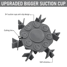 Slow Feeder Insert Cat Dog Bowl 4.7-7 Inch Non-Slip Anti-Chocking Cuttable Snowflake Design Slow Down Eating Feeding Pad with 9 Octopus Suction Cups for Small Medium Basic Elevated Dogs Bowls Grey