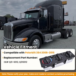 Hodflop Q21-6012 HVAC A/C Heater Climate Control Module Panel Compatible with Peterbilt 384 2008-2015 Cab Air Conditioning Controller Switch Replace# Q216012