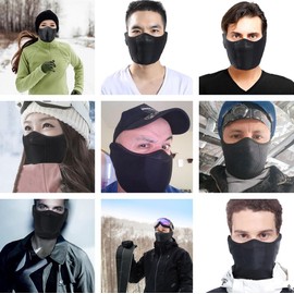 Half Face Mask Adjustable Fastener Windproof Men Women for Skiing Snowboarding Motorcycling Running Winter Outdoor Sports Highly Breathable Warming (Black)