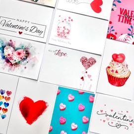 ShredAstic®️ VALENTINES pack 12 assorted Florist Flower Message Cards hampers gift bags small 6x9cm love (60 x 90mm)