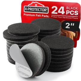 X-PROTECTOR Felt Furniture Pads - 24 PCS 2" - Felt Pads Floor Protectors - Chair Felt Pads - Felt Pads for Furniture Feet - Furniture Pads for Hardwood Floors - Protect Your Floors! (Black, Round)