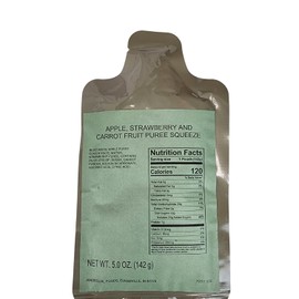 Military Outdoor Clothing MRE(Meal-Ready-to-Eat) Entree: Apple, Strawberry And Carrot Fruit Puree Squeeze (12 Pack)