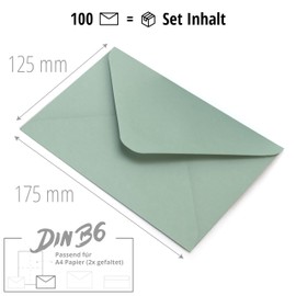Japun Pack of 100 Paper Envelopes without Window DIN B6 175 x 125 mm Green