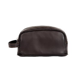 SAN PIEL | Neceser Victor en Piel Hombre Color Café | Bolsa Aseo Compacta y Elegante | Organizador Viaje con Asa Lateral y Cierre Metálico | Accesorio Premium Cuidado Personal Masculino