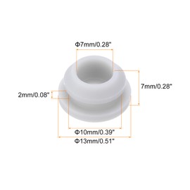 QUARKZMAN Pack of 10 Rubber Seals, Round Rubber Plugs, Cable Grommet, Rubber Washers Diameter 10 mm, ID 7 mm, Narrow Groove Width 2 mm, Rubber Grommet Eyelets Set for Cable Protection, Grey