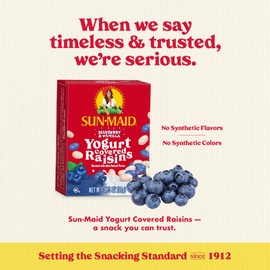 Sun-Maid Blueberry & Vanilla Yogurt Coated Raisins - (6 Pack) 1 oz Snack-Size Box - Yogurt Covered Dried Fruit Snack for Lunches and Snacks