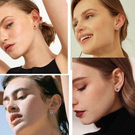 Red Heart Earrings Sterling Silver Garnet January Birthstone Love Knot Earrings Jewelry Women Sister Gifts