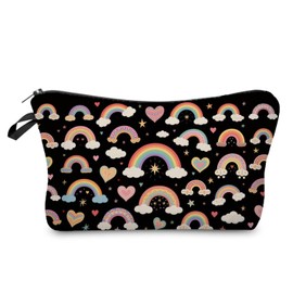 Livel lhood Rainbow Makeup Bag Cute Small Makeup Organizer Bag Travel Toiletry Zipper Pouch Cloud Rainbow Cosmetic Bag Gift for Women Girls