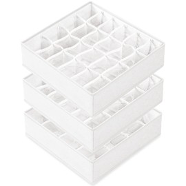 Criusia - Paquete de 3 separadores organizadores de cajones para ropa interior, 64 celdas de tela plegable, organizadores de clóset y cajas de almacenamiento para guardar calcetines, bragas, lazos