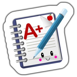 Cute A Plus Smiling Notebook Sticker, Back to School Stickers, Student Planner Stickers, Classroom Reward Stickers, Teacher Gift Stickers - 5-Inch Sticker - 2-Pack - CCSTICKER00128