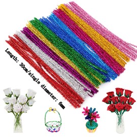 Blue Pipe Cleaners, 100PCS Glitter Pipe Cleaners for Craft, Chenille Stems Craft Supplies & Materials, Colored Pipe Cleaners for DIY Art and Craft Projects - 12 Inch