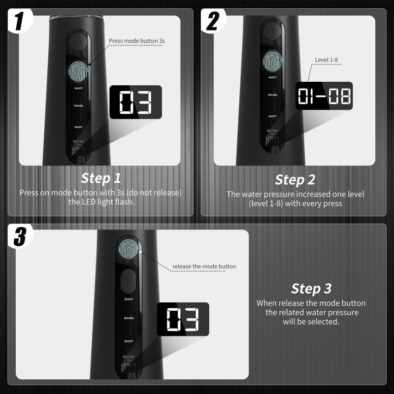 SEJOY Cordless Water Flosser Dental Oral Irrigator Pick Teeth Cleaner