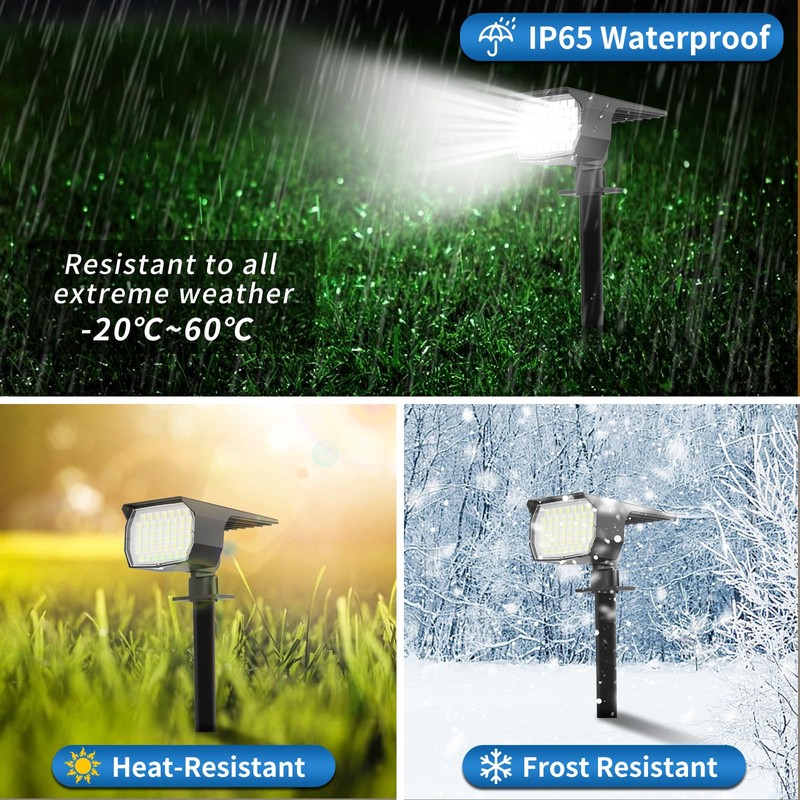 WENATY Solar Spot Lights Outdoor Waterproof IP65, 2 Pack Landscape