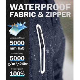 SWISSWELL Men's Waterproof Golf Rain Suit Rain Gear Jacket and Pant Outdoor Lightweight Hooded Raincoat Navy Jacket Black Pants L