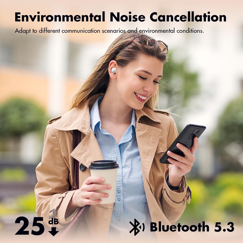ROSESELSA Ceramics Budget Wireless Earbuds, High-Fidelity Sound, 60ms Gaming Earphones,