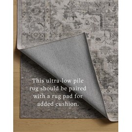 Loloi Amber Lewis Josie Collection JOS-03 Silver/Natural 2'-6" x 10'-0", .13" Pile Height, Low Profile, Machine Washable, Runner Rug