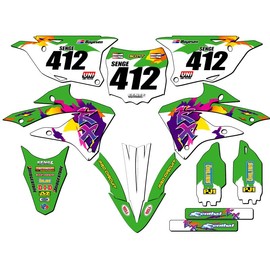 2022-2025 KX 112 Throwback Green Senge Graphics Complete Kit with Rider I.D. Compatible with Kawasaki