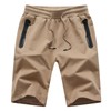 JustSun Men's Cotton Sports Shorts with Zip Pockets, khaki