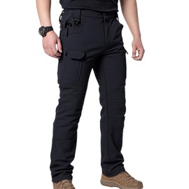 Men's Tactical Cargo Pants, Waterproof Winter Work Pants, Multi-Pocket Outdoor Hiking Pants, Khaki (US, Alpha, X-Large, Regular, Regular, 50, Black)