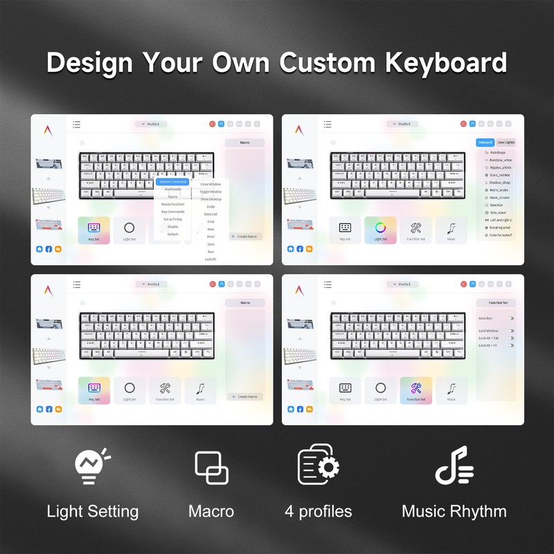 KEMOVE K61SE Gaming Mechanical Keyboard, 60 Percent Wired RGB Backlit