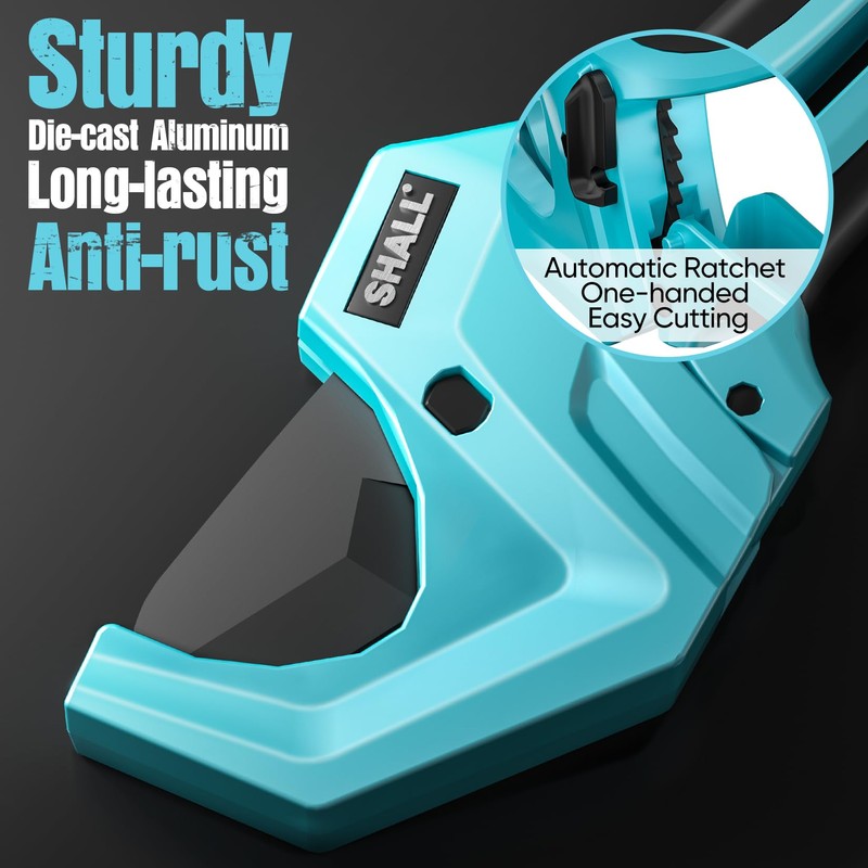 SHALL 2.5" (63mm) Plastic Pipe Cutter, PVC Cutter, Ratchet Pipe