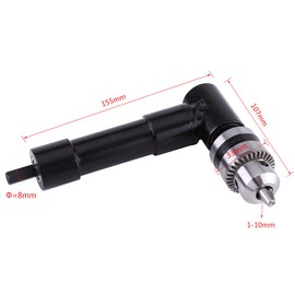 Aluminum Head Right Angle Drill Attachment Adapter, Walfront Right Angle Drill Adaptor 8mm Hex Shank Drill Adapter 90 Degrees Attachment Extension Drilling Tool