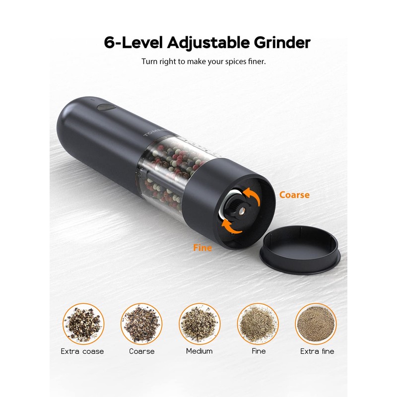 TOMEEM Electric Salt and Pepper Grinder Set with LED Lights